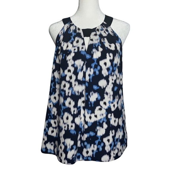 Ellen Tracy Blue Abstract Print Sleeveless Blouse - Size M - Picture 1 of 5